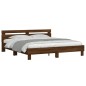 vidaXL Estructura de cama cabecero y luces LED marrón roble 160x200 cm vidaXL Estructura de cama cabecero y luces LED marrón roble 160x200 cm