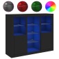 vidaXL Aparadores con luces LED 3 piezas madera de ingeniería negro vidaXL Aparadores con luces LED 3 piezas madera de ingeniería negro