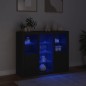 vidaXL Aparadores con luces LED 3 piezas madera de ingeniería negro vidaXL Aparadores con luces LED 3 piezas madera de ingeniería negro