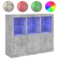 vidaXL Aparador con luz LED 3 pzas madera de ingeniería gris hormigón vidaXL Aparador con luz LED 3 pzas madera de ingeniería gris hormigón