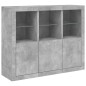 vidaXL Aparador con luz LED 3 pzas madera de ingeniería gris hormigón vidaXL Aparador con luz LED 3 pzas madera de ingeniería gris hormigón