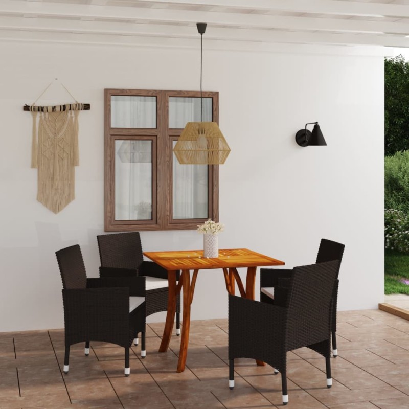 vidaXL Juego de comedor para jardín de 5 piezas marrón vidaXL Juego de comedor para jardín de 5 piezas marrón