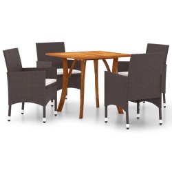 vidaXL Juego de comedor para jardín de 5 piezas marrón