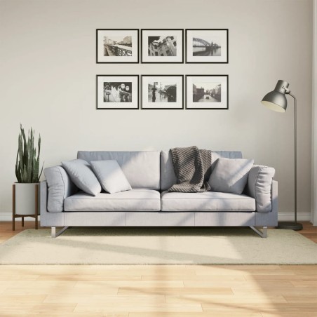 vidaXL Alfombra de pelo corto suave lavable HUARTE crema 100x200 cm