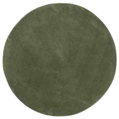 vidaXL Alfombra pelo corto suave lavable HUARTE verde bosque Ø 100 cm