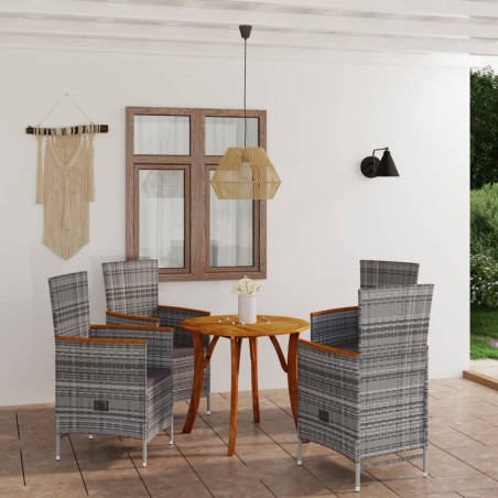 vidaXL Juego de comedor para jardín 5 piezas gris