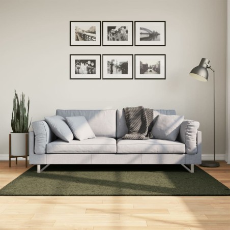 vidaXL Alfombra pelo corto suave lavable HUARTE verde bosque 120x170cm
