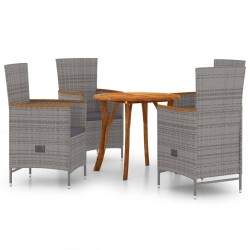 vidaXL Juego de comedor para jardín 5 piezas gris