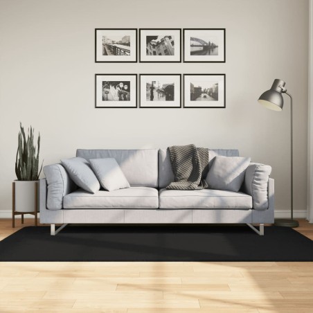 vidaXL Alfombra de pelo corto suave lavable HUARTE negro 100x200 cm