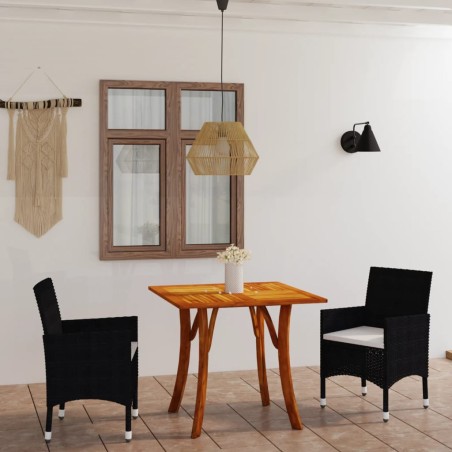 vidaXL Juego de comedor de jardín 3 piezas negro