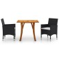 vidaXL Juego de comedor de jardín 3 piezas negro vidaXL Juego de comedor de jardín 3 piezas negro