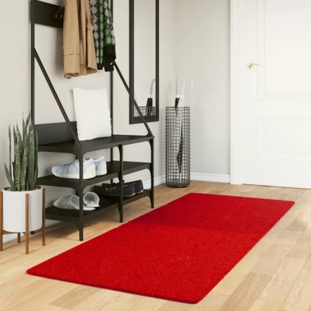 vidaXL Alfombra de pelo corto suave lavable HUARTE rojo 80x200 cm