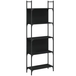 vidaXL Librería de 5 estantes madera ingeniería negro 60,5x24x166,5 cm