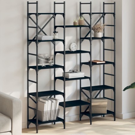 vidaXL Estantería madera de ingeniería negra 127,5x28,5x172,5 cm