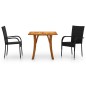 vidaXL Juego de comedor para jardín 3 piezas negro vidaXL Juego de comedor para jardín 3 piezas negro