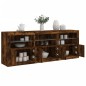 vidaXL Aparador con luces LED roble ahumado 181,5x37x67 cm vidaXL Aparador con luces LED roble ahumado 181,5x37x67 cm