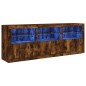 vidaXL Aparador con luces LED roble ahumado 181,5x37x67 cm vidaXL Aparador con luces LED roble ahumado 181,5x37x67 cm