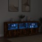 vidaXL Aparador con luces LED roble ahumado 181,5x37x67 cm vidaXL Aparador con luces LED roble ahumado 181,5x37x67 cm