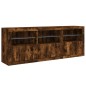 vidaXL Aparador con luces LED roble ahumado 181,5x37x67 cm vidaXL Aparador con luces LED roble ahumado 181,5x37x67 cm