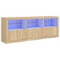 vidaXL Aparador con luces LED roble Sonoma 181,5x37x67 cm vidaXL Aparador con luces LED roble Sonoma 181,5x37x67 cm