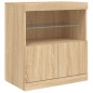 vidaXL Aparador con luces LED roble Sonoma 181,5x37x67 cm vidaXL Aparador con luces LED roble Sonoma 181,5x37x67 cm