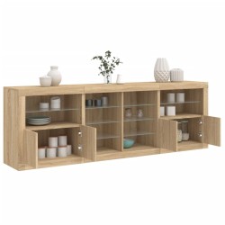 vidaXL Aparador con luces LED roble Sonoma 202x37x67 cm