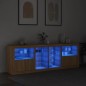 vidaXL Aparador con luces LED roble Sonoma 202x37x67 cm