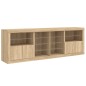 vidaXL Aparador con luces LED roble Sonoma 202x37x67 cm