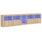 vidaXL Aparador con luces LED roble Sonoma 283x37x67 cm vidaXL Aparador con luces LED roble Sonoma 283x37x67 cm