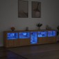 vidaXL Aparador con luces LED roble Sonoma 283x37x67 cm vidaXL Aparador con luces LED roble Sonoma 283x37x67 cm