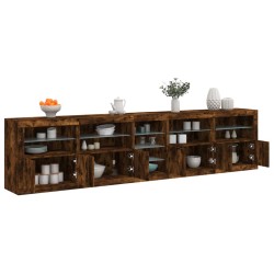vidaXL Aparador con luces LED roble ahumado 283x37x67 cm