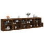 vidaXL Aparador con luces LED roble ahumado 283x37x67 cm vidaXL Aparador con luces LED roble ahumado 283x37x67 cm