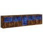 vidaXL Aparador con luces LED roble ahumado 283x37x67 cm vidaXL Aparador con luces LED roble ahumado 283x37x67 cm