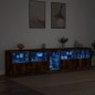 vidaXL Aparador con luces LED roble ahumado 283x37x67 cm vidaXL Aparador con luces LED roble ahumado 283x37x67 cm