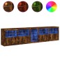 vidaXL Aparador con luces LED roble ahumado 283x37x67 cm vidaXL Aparador con luces LED roble ahumado 283x37x67 cm