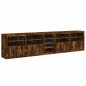 vidaXL Aparador con luces LED roble ahumado 283x37x67 cm vidaXL Aparador con luces LED roble ahumado 283x37x67 cm