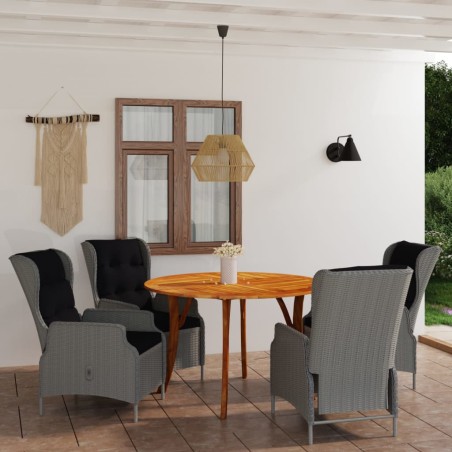 vidaXL Juego de comedor para jardín de 5 piezas gris claro