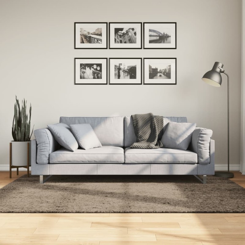 vidaXL Alfombra pelo largo aspecto brillante ISTAN gris 140x200 cm