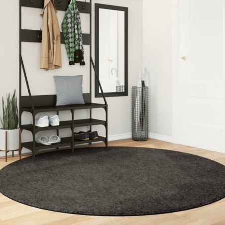vidaXL Alfombra pelo largo aspecto brillante ISTAN antracita Ø 200 cm