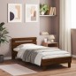 vidaXL Cama con cabecero madera de ingeniería marrón roble 90x200 cm vidaXL Cama con cabecero madera de ingeniería marrón roble 90x200 cm