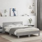 vidaXL Estructura de cama cabecero y luces LED gris Sonoma 150x200 cm vidaXL Estructura de cama cabecero y luces LED gris Sonoma 150x200 cm