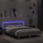 vidaXL Estructura de cama cabecero y luces LED gris Sonoma 150x200 cm vidaXL Estructura de cama cabecero y luces LED gris Sonoma 150x200 cm