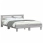 vidaXL Estructura de cama cabecero y luces LED gris Sonoma 150x200 cm vidaXL Estructura de cama cabecero y luces LED gris Sonoma 150x200 cm
