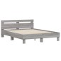 vidaXL Estructura de cama cabecero y luces LED gris Sonoma 150x200 cm vidaXL Estructura de cama cabecero y luces LED gris Sonoma 150x200 cm