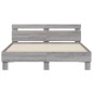 vidaXL Estructura de cama cabecero y luces LED gris Sonoma 150x200 cm vidaXL Estructura de cama cabecero y luces LED gris Sonoma 150x200 cm