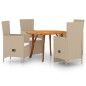 vidaXL Juego de comedor para jardín 5 piezas beige