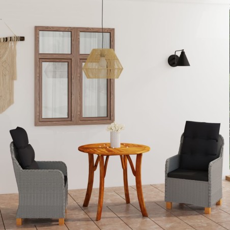 vidaXL Juego de comedor para jardín 3 piezas gris claro