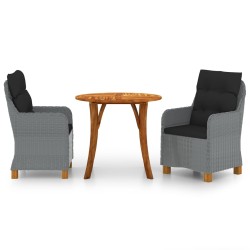 vidaXL Juego de comedor para jardín 3 piezas gris claro