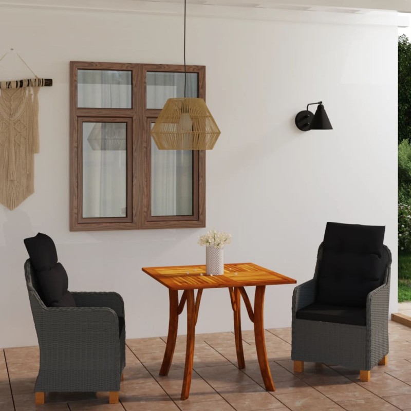vidaXL Juego de comedor para jardín 3 piezas gris oscuro vidaXL Juego de comedor para jardín 3 piezas gris oscuro