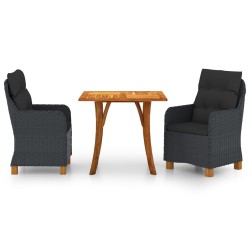 vidaXL Juego de comedor para jardín 3 piezas gris oscuro